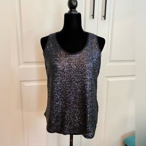 Liz Claiborne sleeveless navy sequin top size small